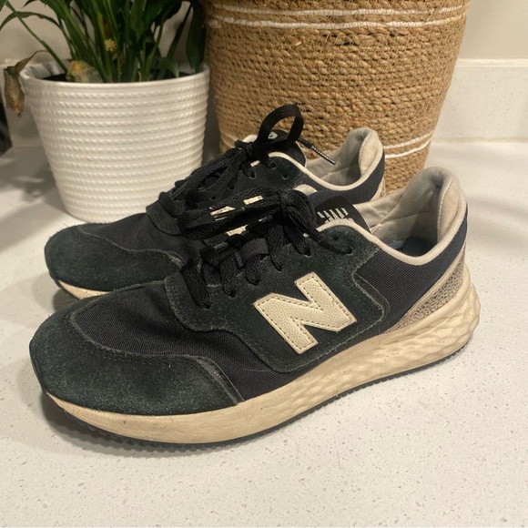 *SOLD* New Balance X-10 Blue Suede Sneakers w/ Leopard Pattern Heels Women’s 7.5 - Picture 1 of 8